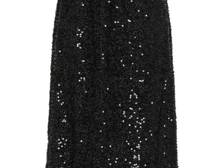 Pieces - Pcserena Sequin Midi Skirt Mm - 4537177 Black Black Sequince Online